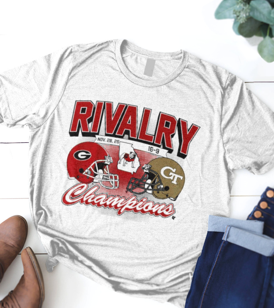 Georgia Vs. Georgia Tech Rivalry Champions 2025 Football Helmets T-Shirt