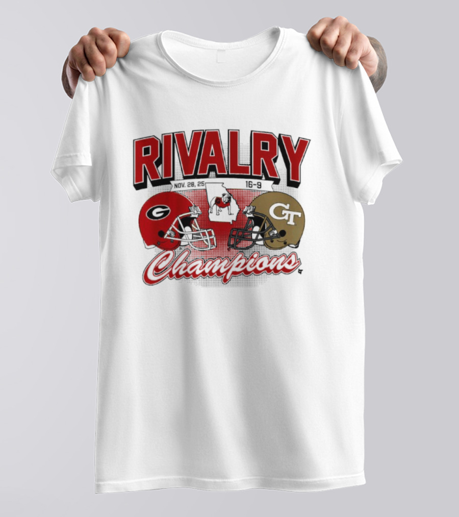 Georgia Vs. Georgia Tech Rivalry Champions 2025 Football Helmets T-Shirt