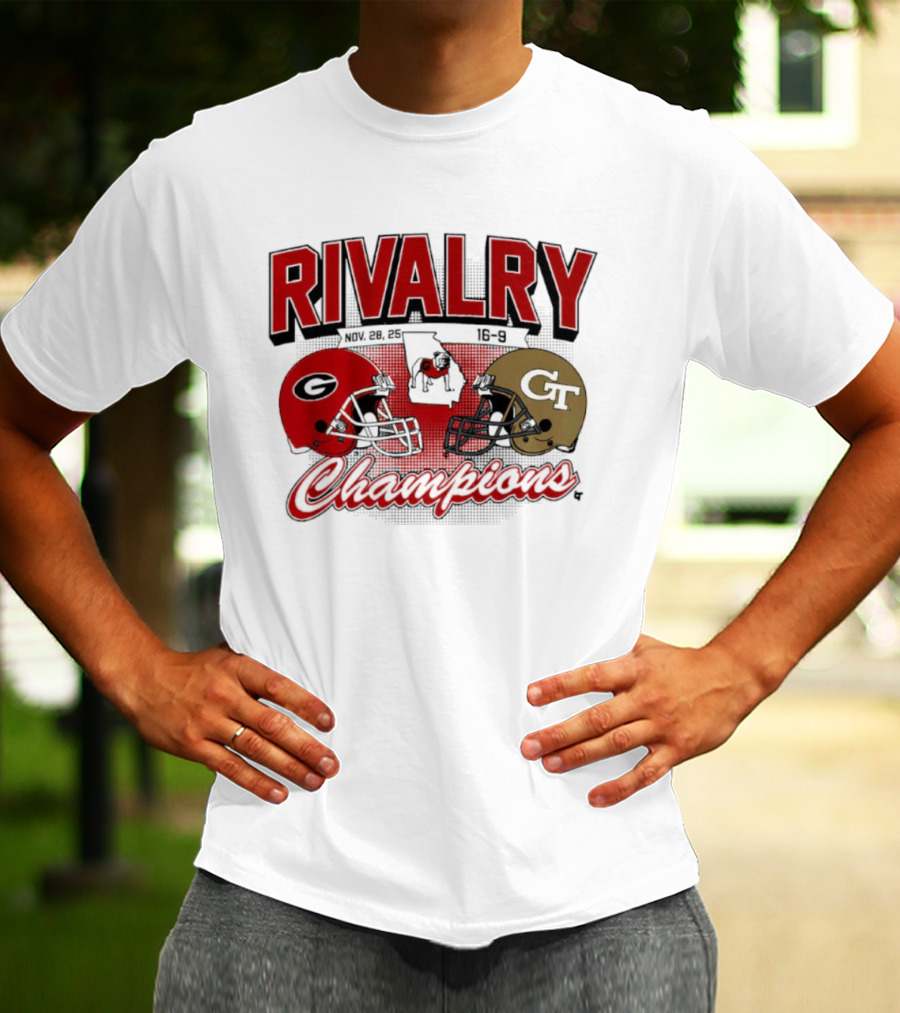 Georgia Vs. Georgia Tech Rivalry Champions 2025 Football Helmets T-Shirt
