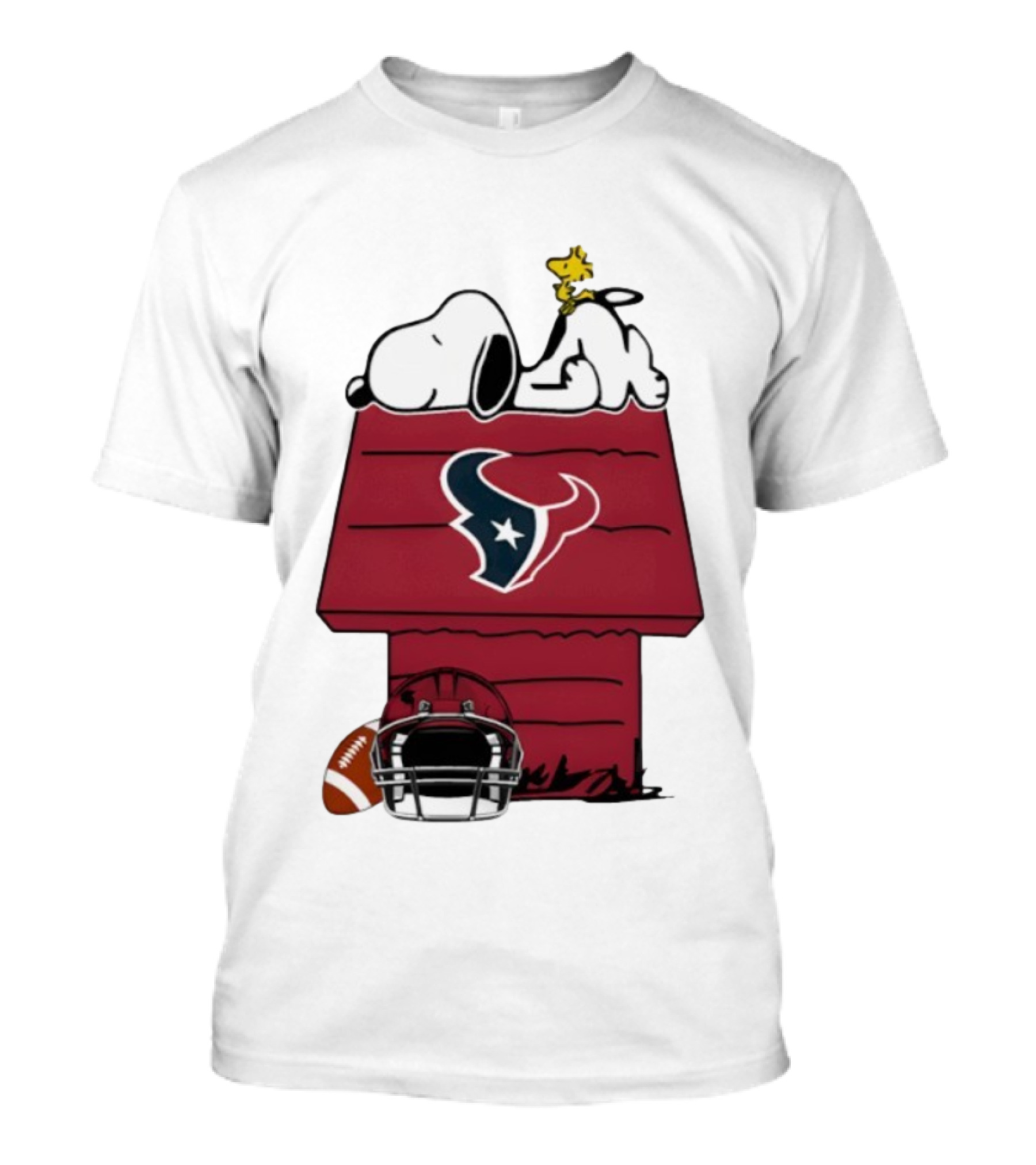 Houston Texans Snoopy Woodstock Peanuts Football House Doghouse Helmet T-Shirt