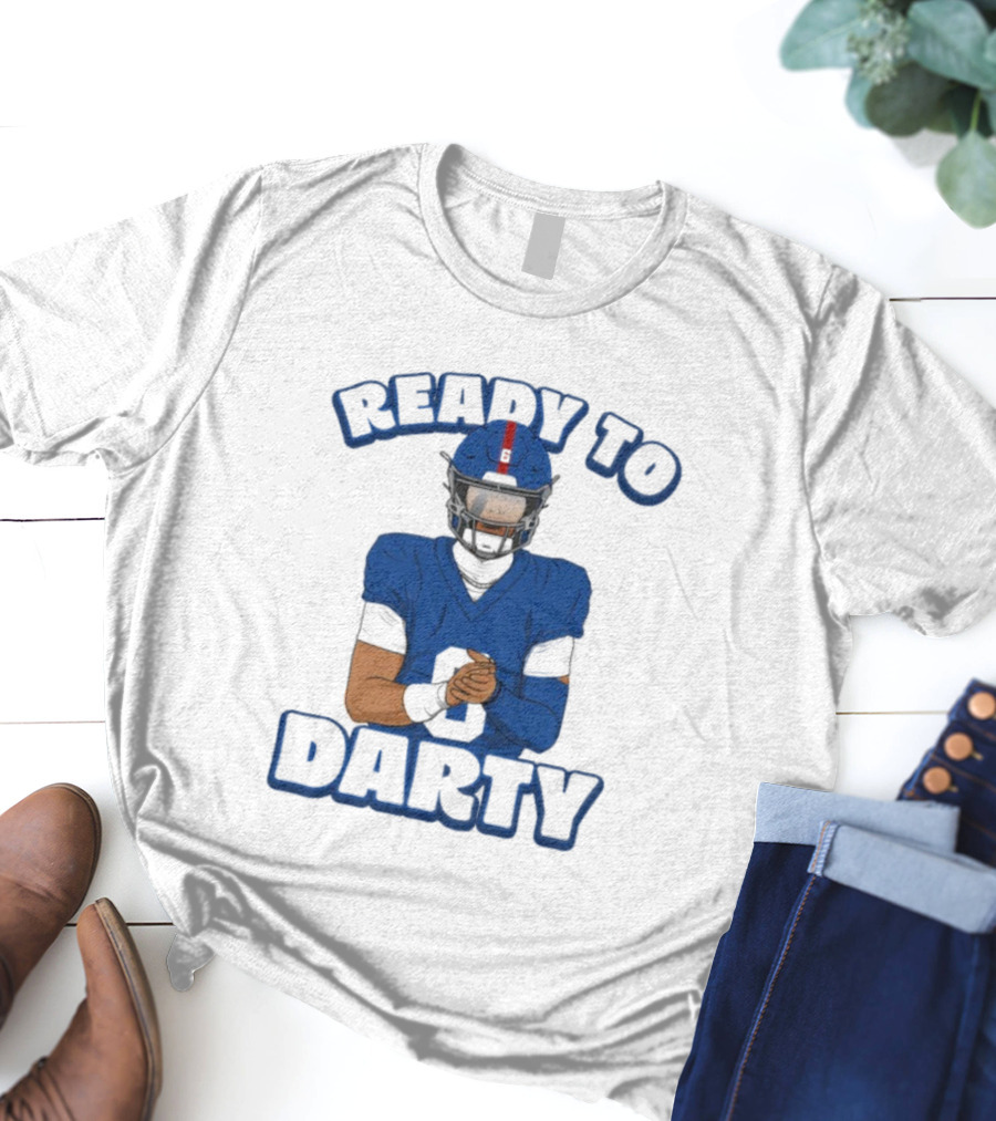 Jaxson Dart Ready To Darty NY Giants Football Illustration T-Shirt