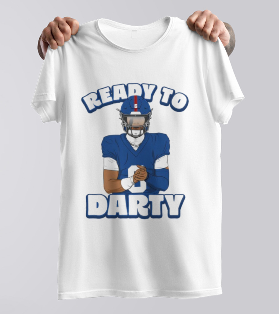 Jaxson Dart Ready To Darty NY Giants Football Illustration T-Shirt