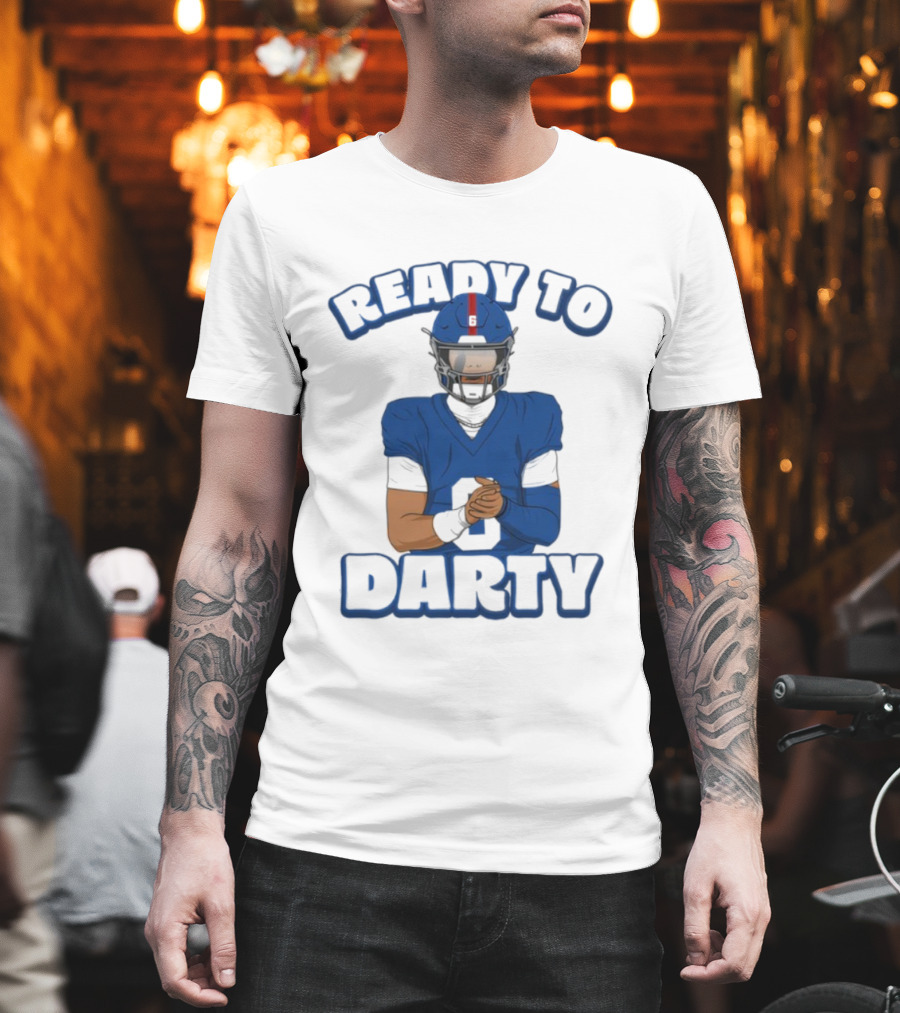 Jaxson Dart Ready To Darty NY Giants Football Illustration T-Shirt