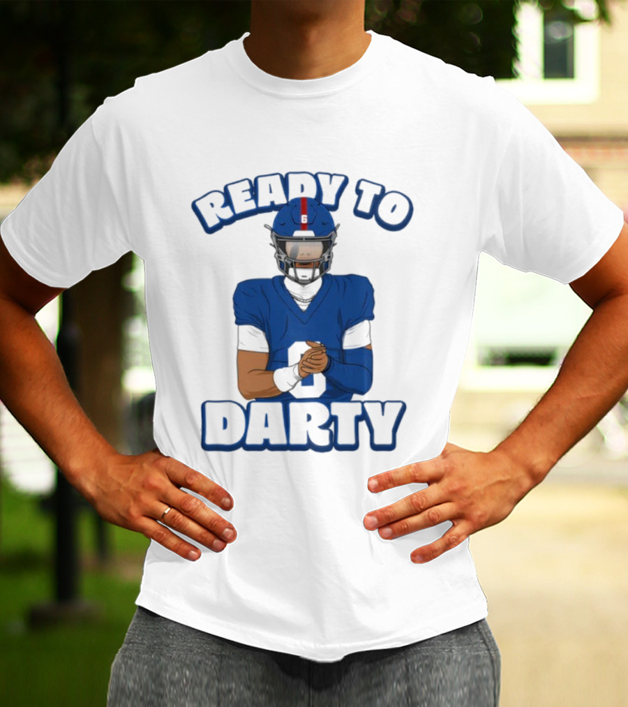 Jaxson Dart Ready To Darty NY Giants Football Illustration T-Shirt