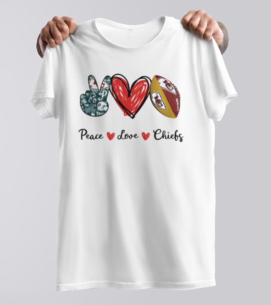 Peace Love Chiefs Kansas City Football T-Shirt