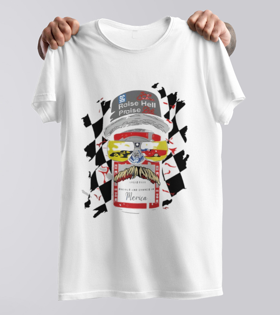 Raise Hell Praise Dale Car Racing Iconic Driver Tribute Retro Style T-Shirt