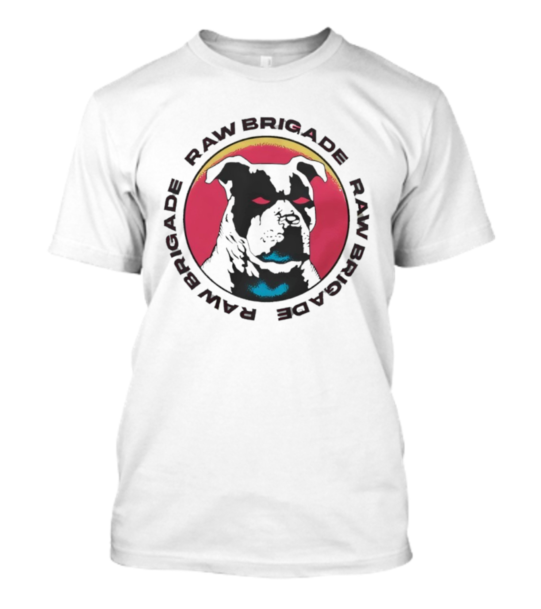 RAW BRIGADE Dog's Head Red Circle Design T-Shirt