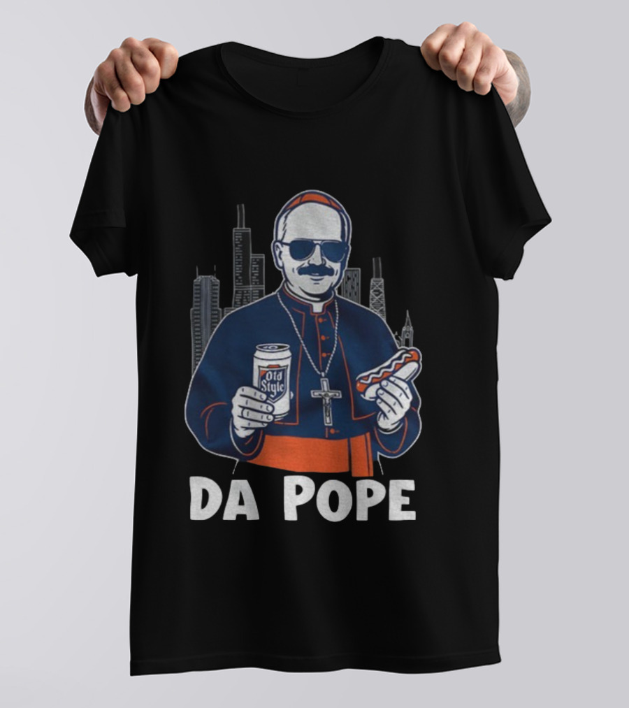 Chicago Da Pope Old Style Hot Dog City Skyline Bears Football T-Shirt
