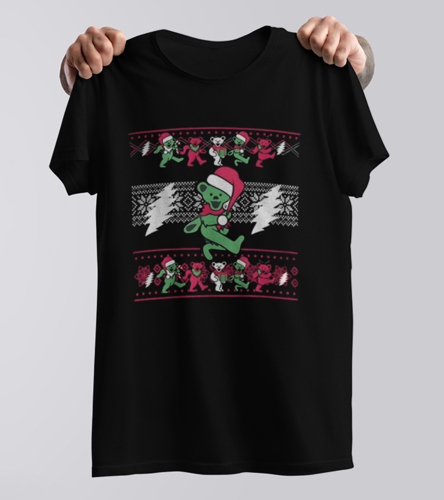Grateful Dead Dancing Bears Christmas Ugly Sweater Jerry Garcia T-Shirt
