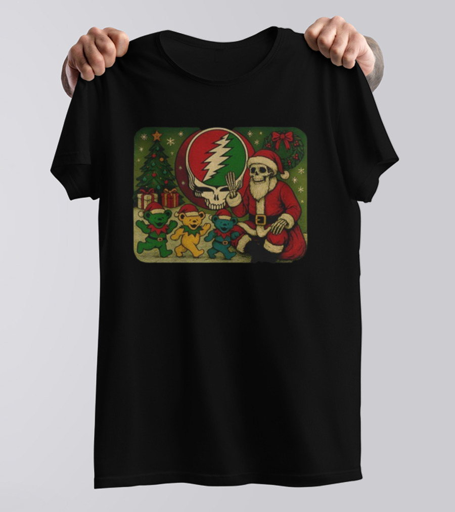 Grateful Dead Santa Skeleton Steal Your Face Bear Christmas T-Shirt