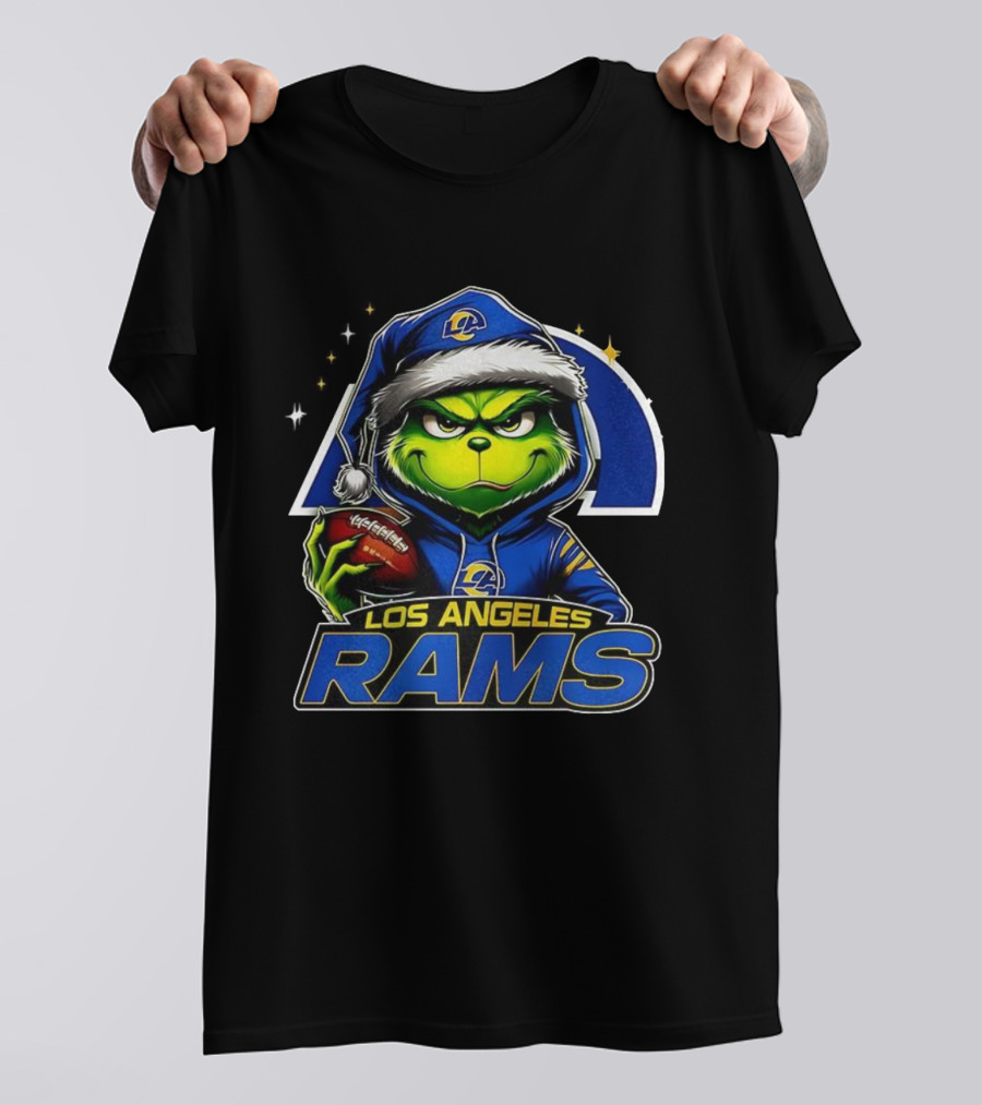 Los Angeles Rams Grinch Santa Hat NFL Christmas T-Shirt
