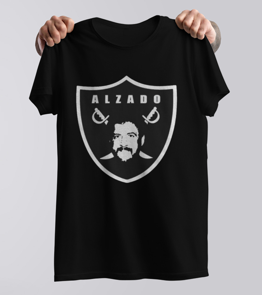 Alzado Los Angeles Raiders Shield Logo Tribute NFL Black And Silver T-Shirt