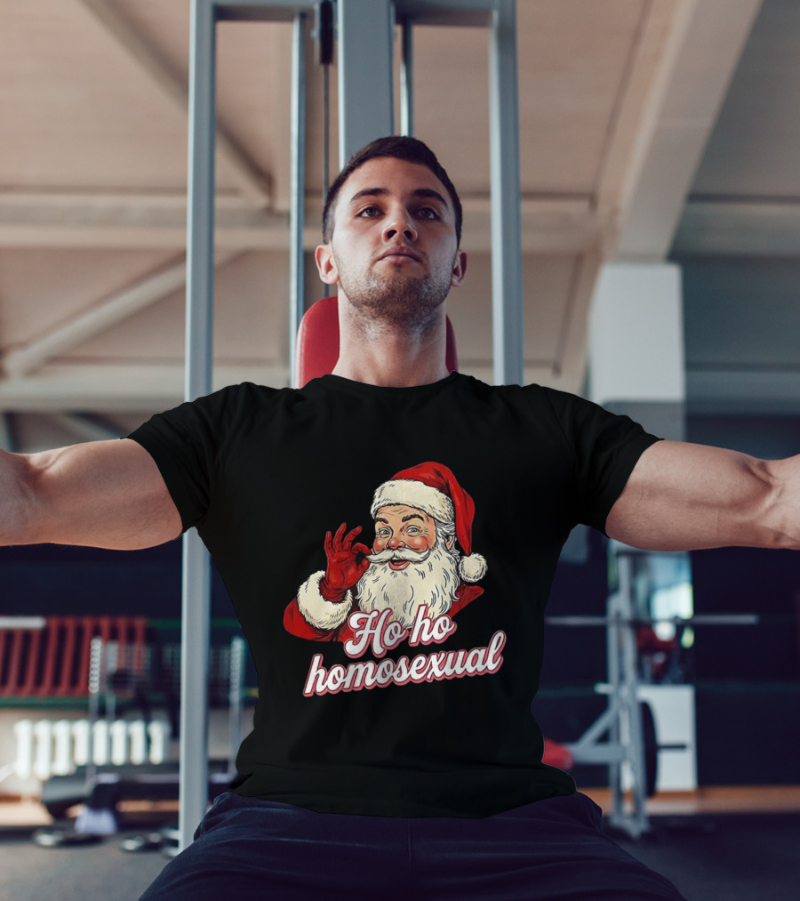 Santa Claus Ho Ho Homosexual Merry Christmas LGBTQ Pride T-Shirt