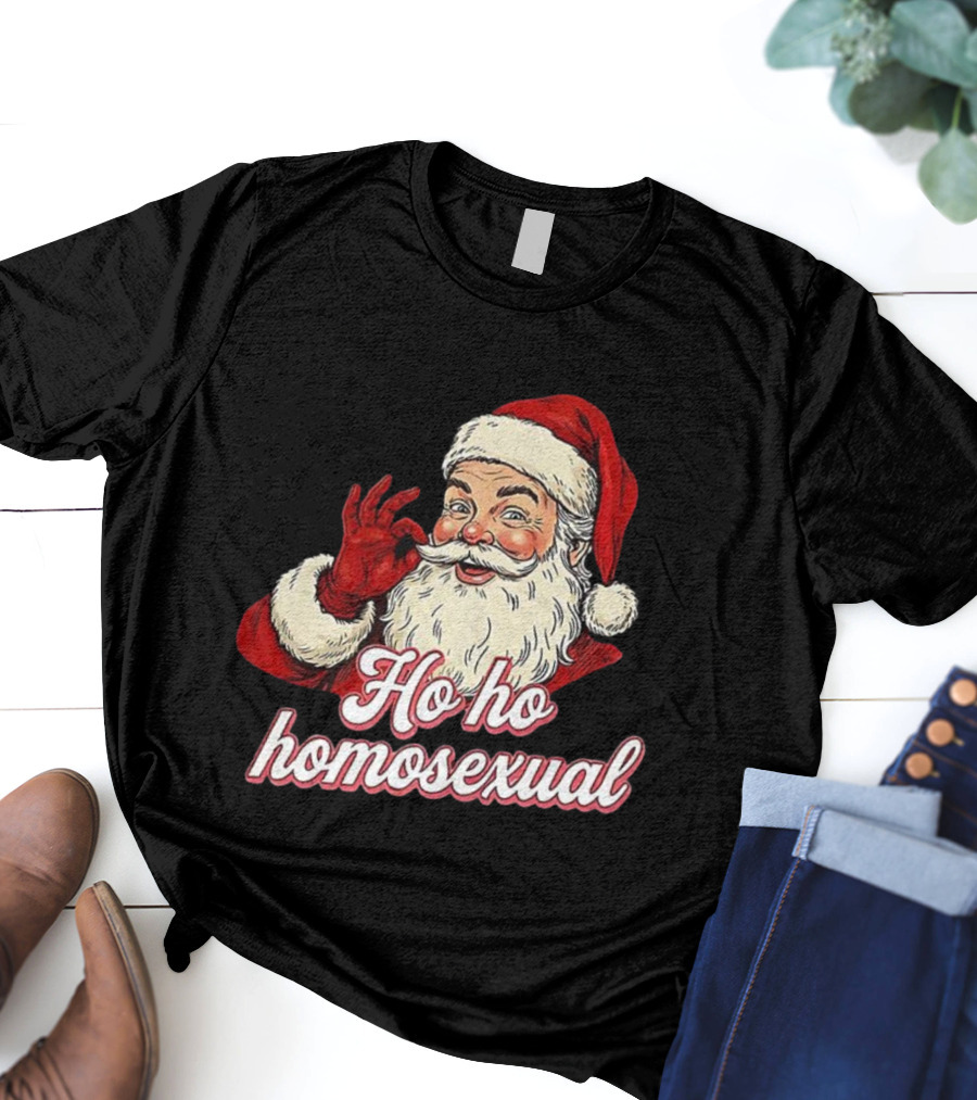 Santa Claus Ho Ho Homosexual Merry Christmas LGBTQ Pride T-Shirt