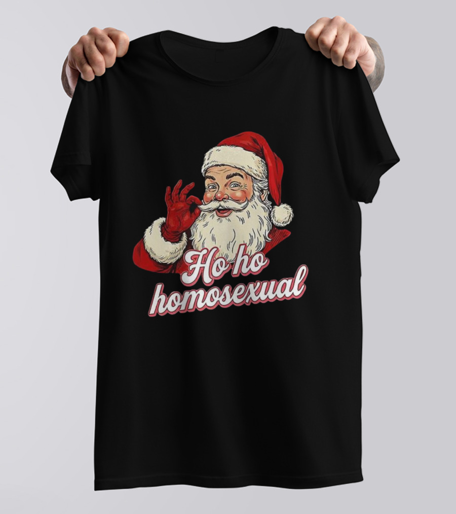 Santa Claus Ho Ho Homosexual Merry Christmas LGBTQ Pride T-Shirt