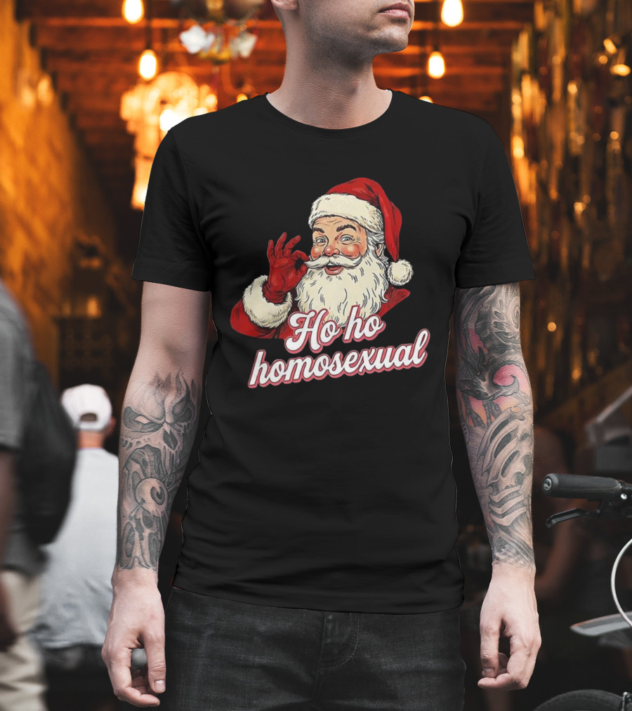Santa Claus Ho Ho Homosexual Merry Christmas LGBTQ Pride T-Shirt