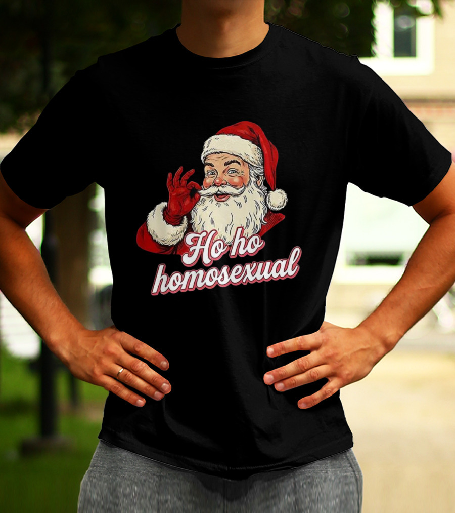 Santa Claus Ho Ho Homosexual Merry Christmas LGBTQ Pride T-Shirt