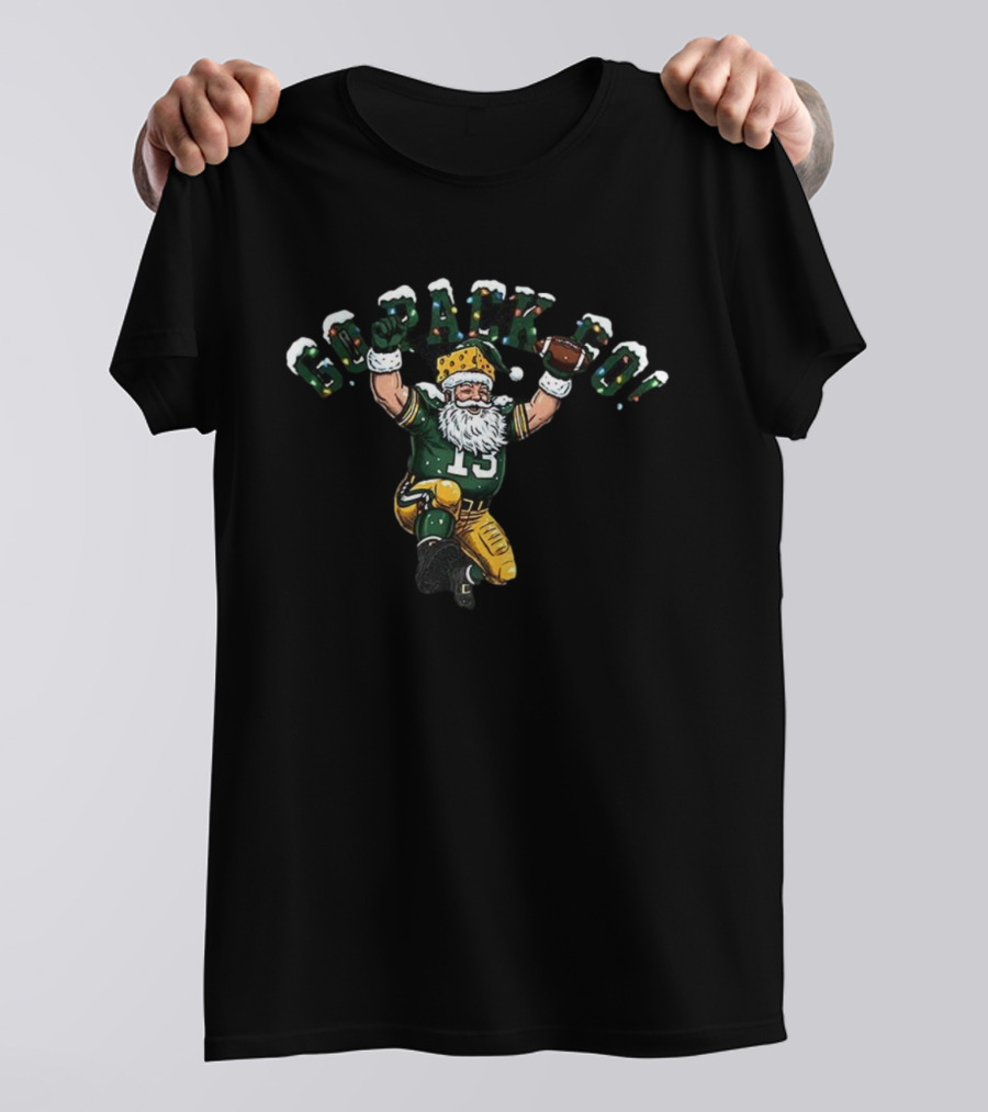 Santa Number 13 Go Pack Go Green Bay Packers Christmas T-Shirt