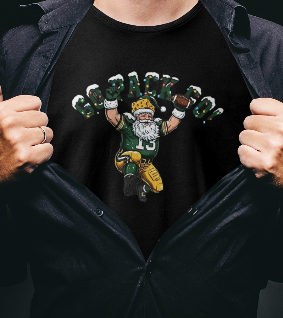 Santa Number 13 Go Pack Go Green Bay Packers Christmas T-Shirt