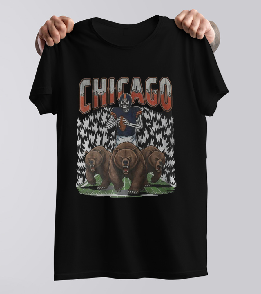 Chicago Skeleton Bears Football Game Day 2025 Running Bears T-Shirt