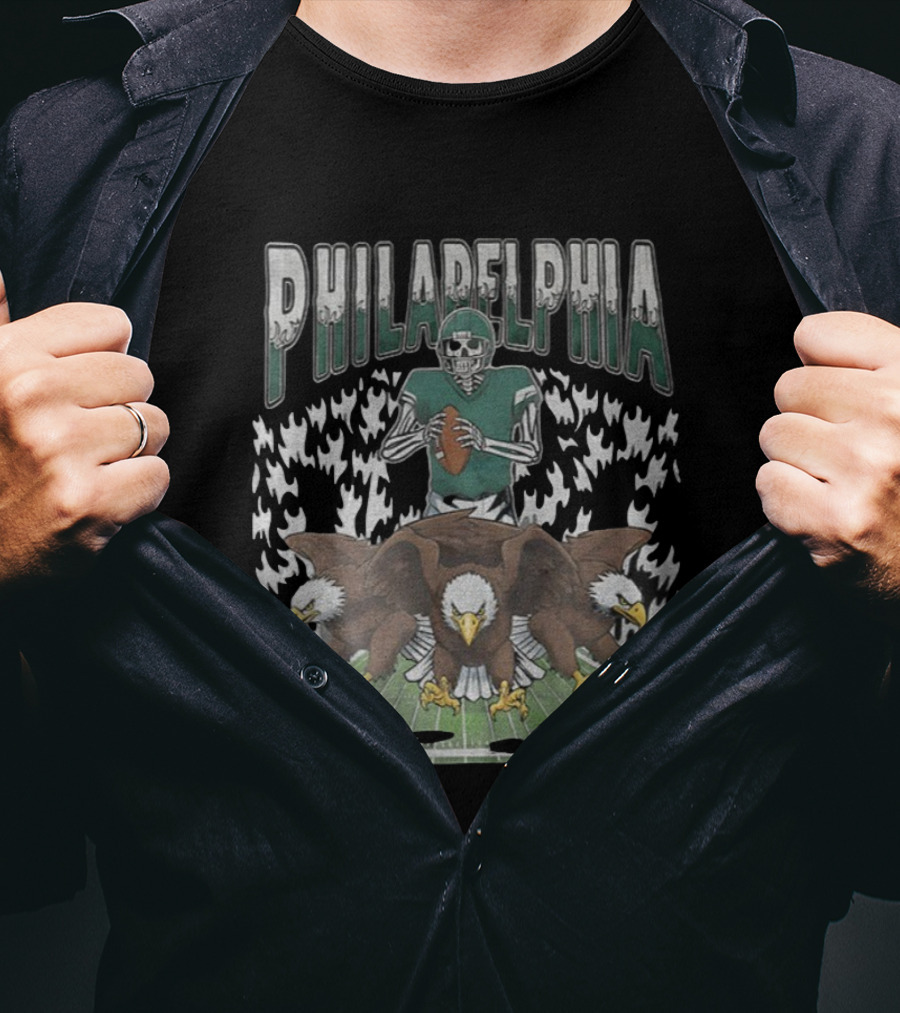 Philadelphia Skeleton Eagles Football Game Day T-Shirt