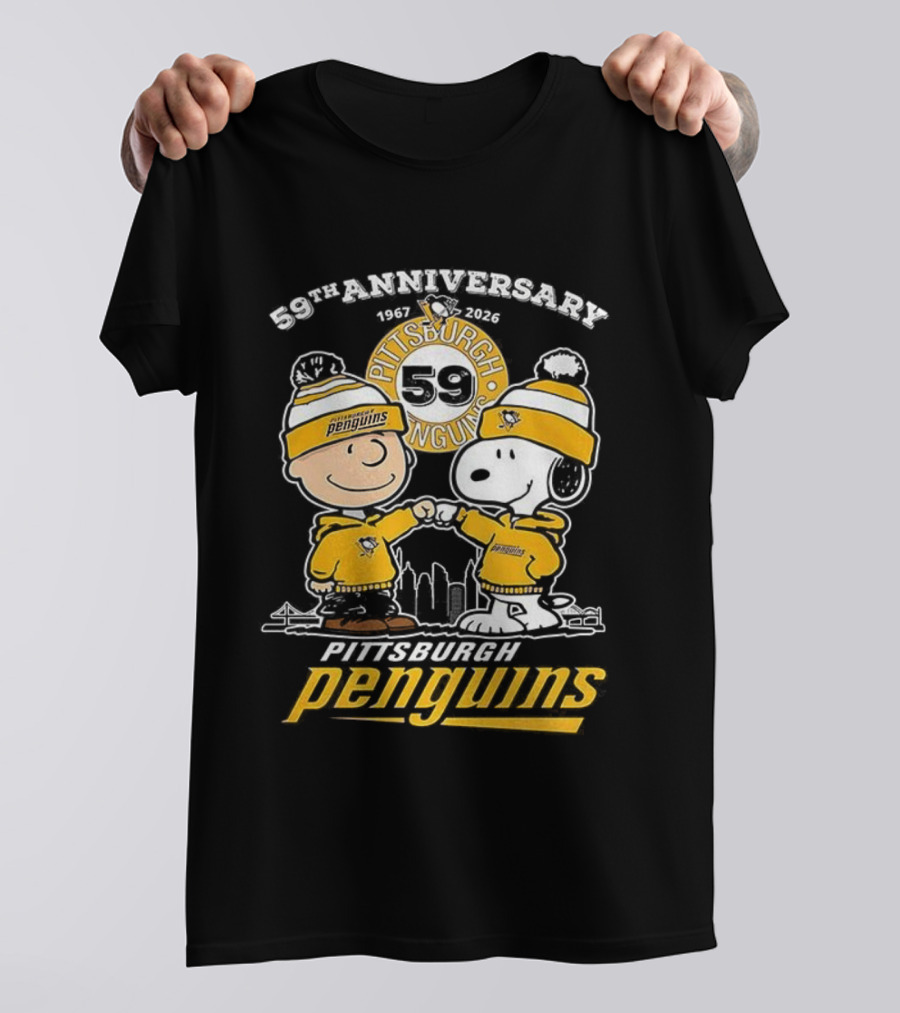 Snoopy Charlie Brown Pittsburgh Penguins 59th Anniversary 1967-2026 T-Shirt