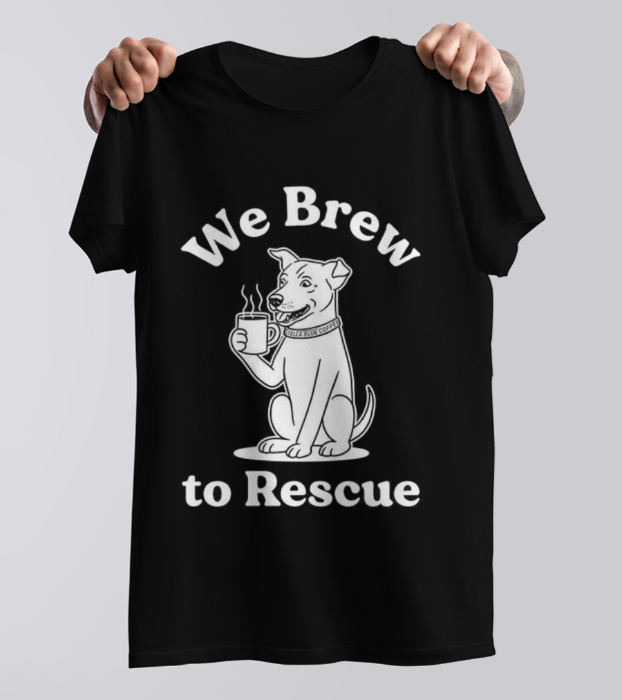 We Brew To Rescue Coffee Dog Paw Rescue Charity Tee T-Shirt