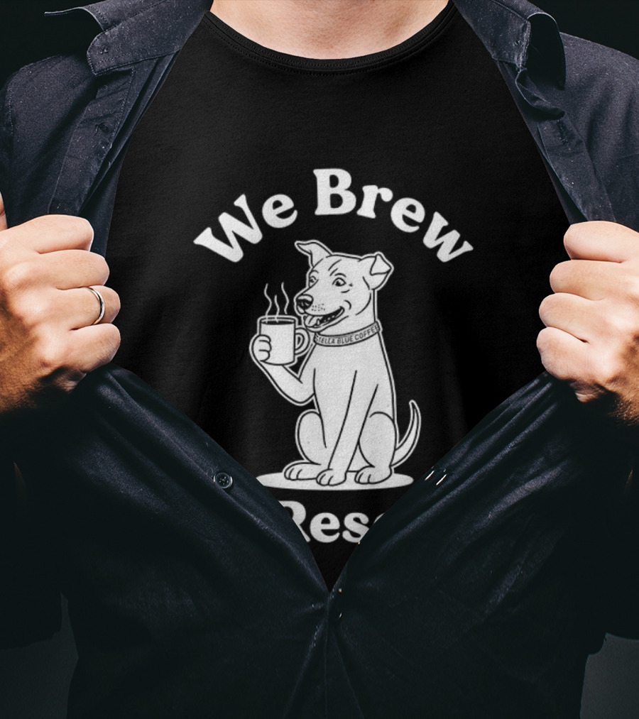We Brew To Rescue Coffee Dog Paw Rescue Charity Tee T-Shirt