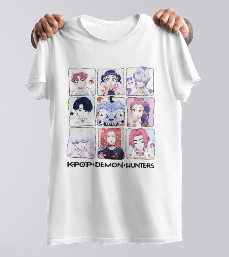 Kpop Demon Hunters Saja Boys Group Colorful Character Portraits T-Shirt