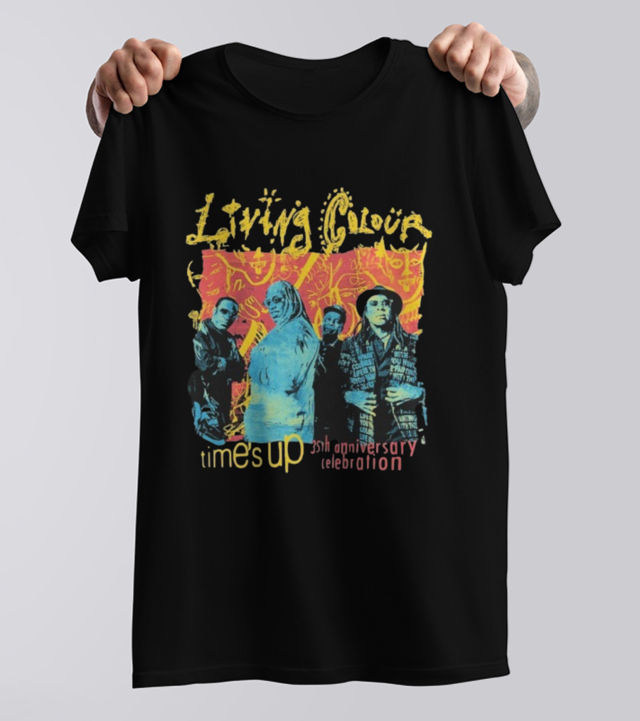 Living Colour Time’s Up 35th Anniversary Celebration Vintage Band Collage T-Shirt
