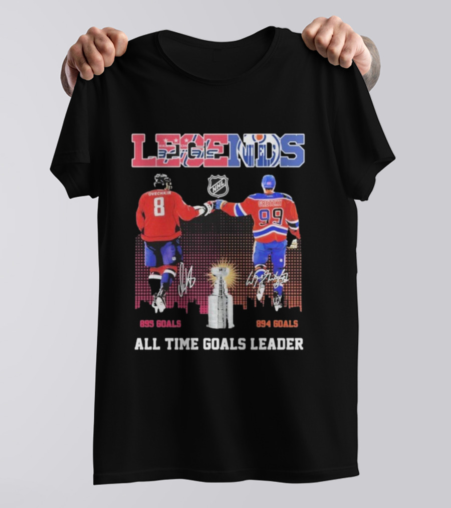 Alex Ovechkin 895 Wayne Gretzky 894 NHL Capitals Oilers Legends All Time Goals Leader T-Shirt