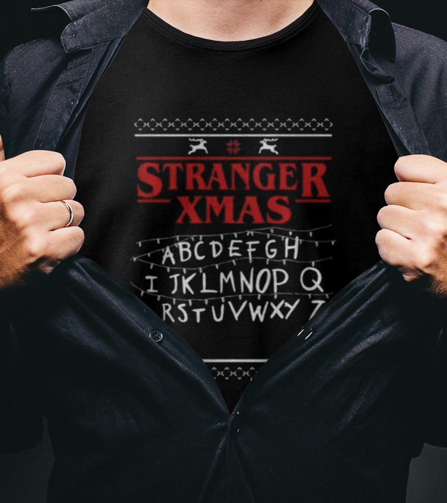 Stranger Xmas Alphabet Lights Holiday Sweater Style T-Shirt