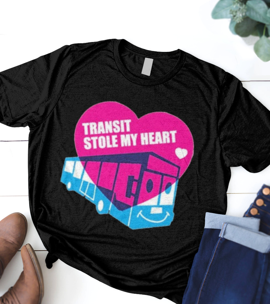 Transit Stole My Heart Smiling Bus And Heart Design T-Shirt