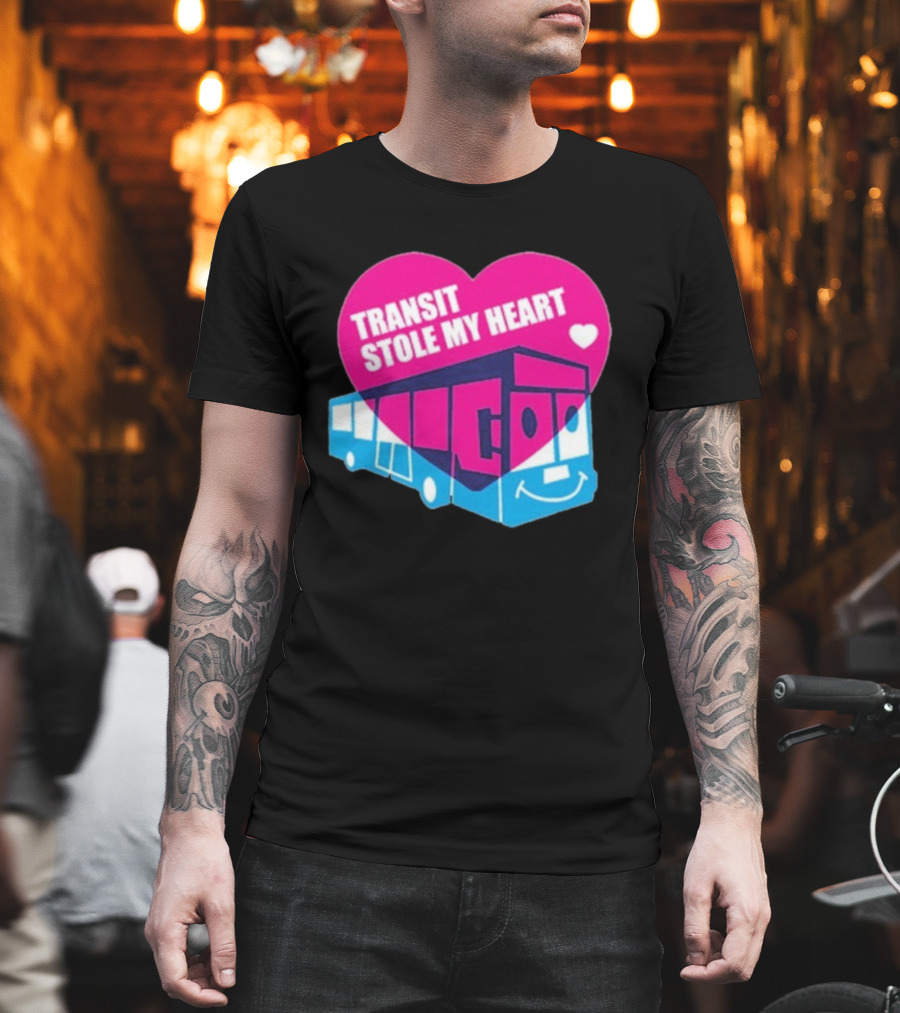 Transit Stole My Heart Smiling Bus And Heart Design T-Shirt