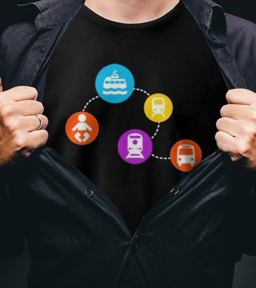 Translink Wayfinding Ferry Train Bus Baby Icon Circles T-Shirt