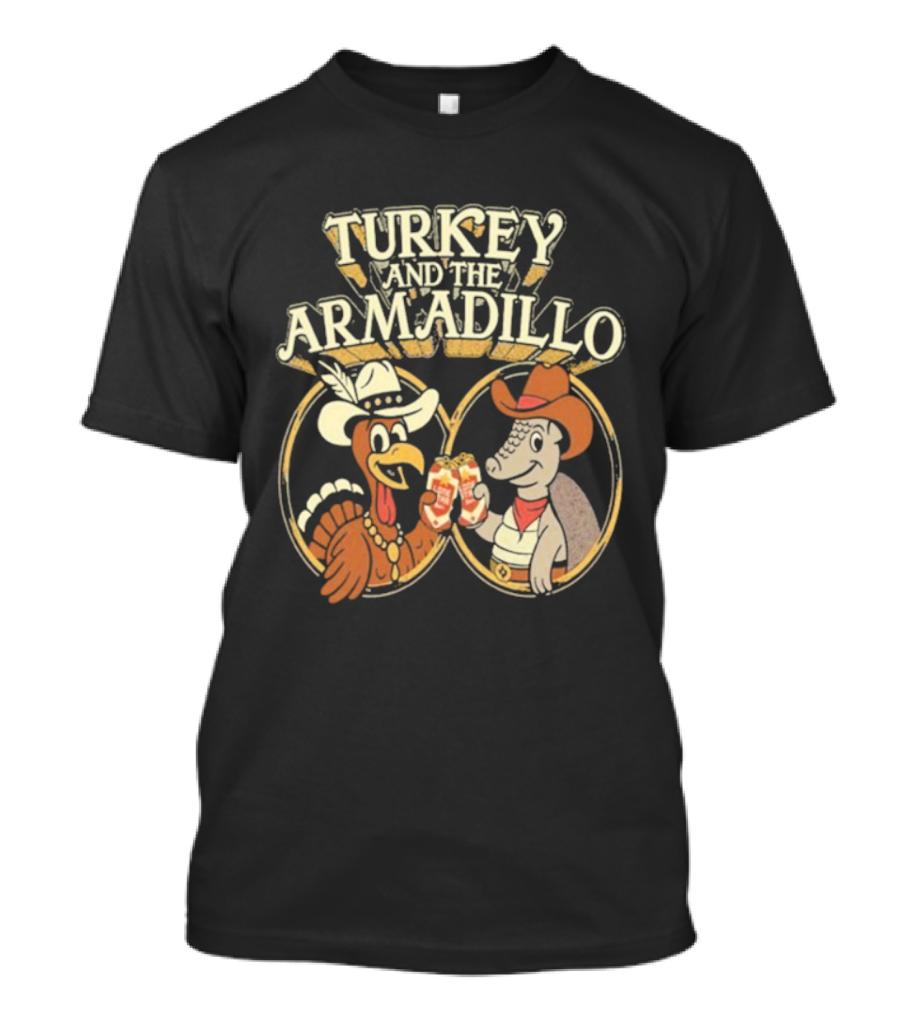 Turkey And The Armadillo Lone Star Beer Cheers In Cowboy Hats T-Shirt