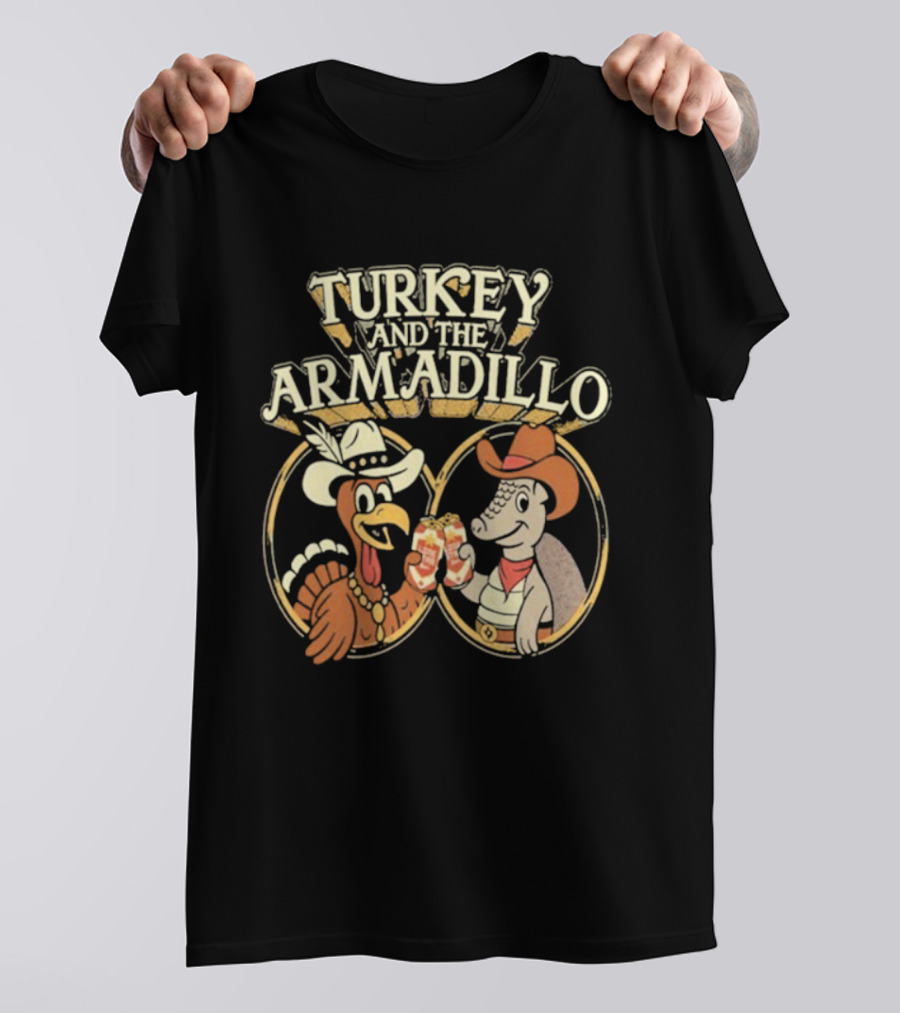 Turkey And The Armadillo Lone Star Beer Cheers In Cowboy Hats T-Shirt