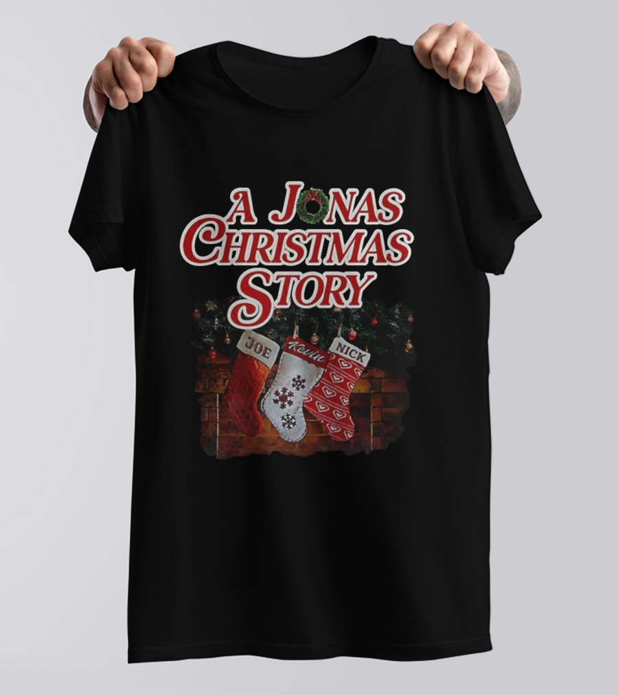 A Jonas Christmas Story Joe Kevin Nick Stockings T-Shirt