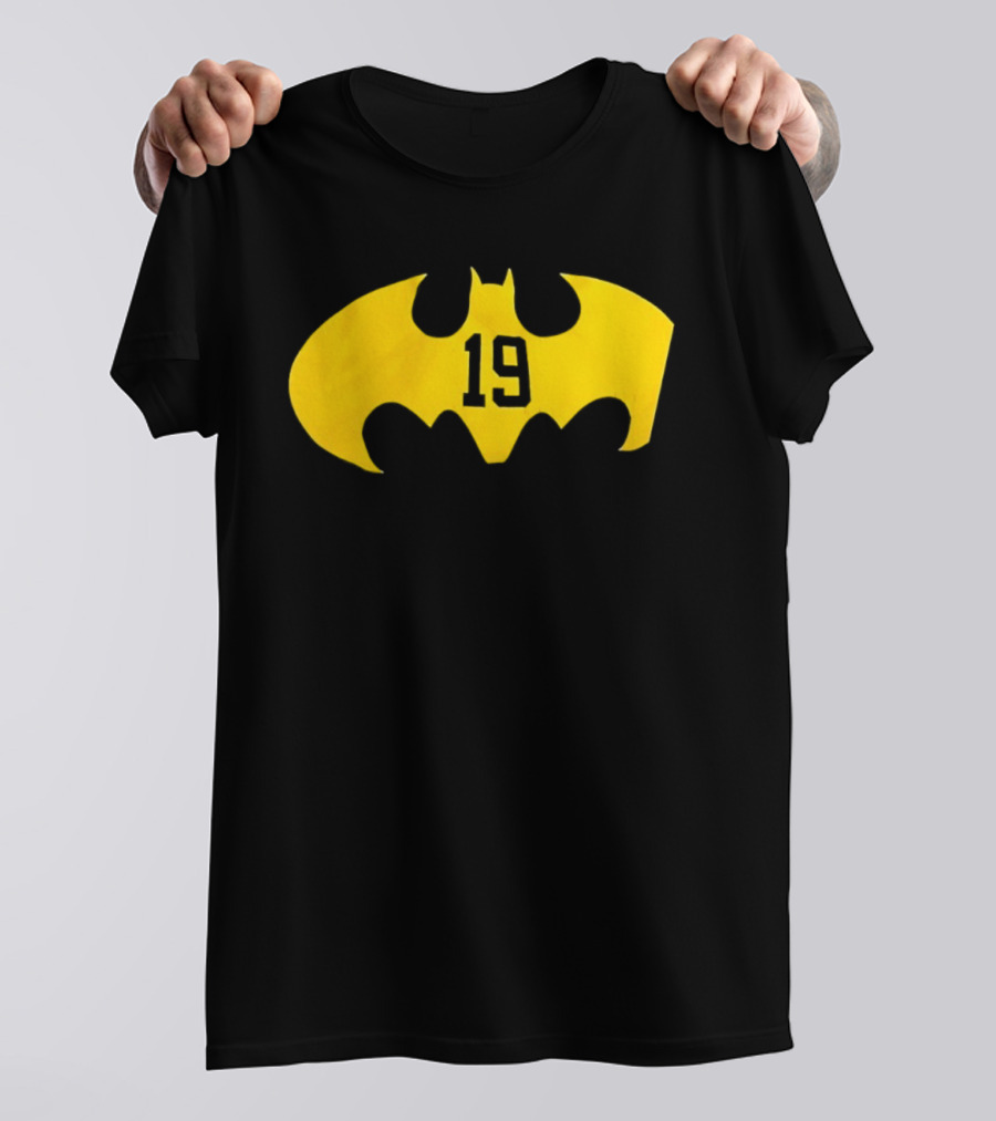 Batman 19 Michigan Wolverines Logo Icon Yellow Bat Symbol T-Shirt