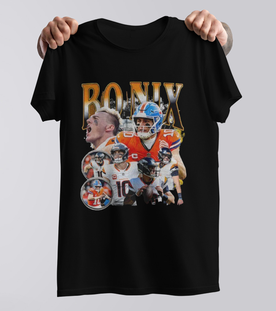Bo Nix Denver Broncos Inspired Football Fan Gear T-Shirt