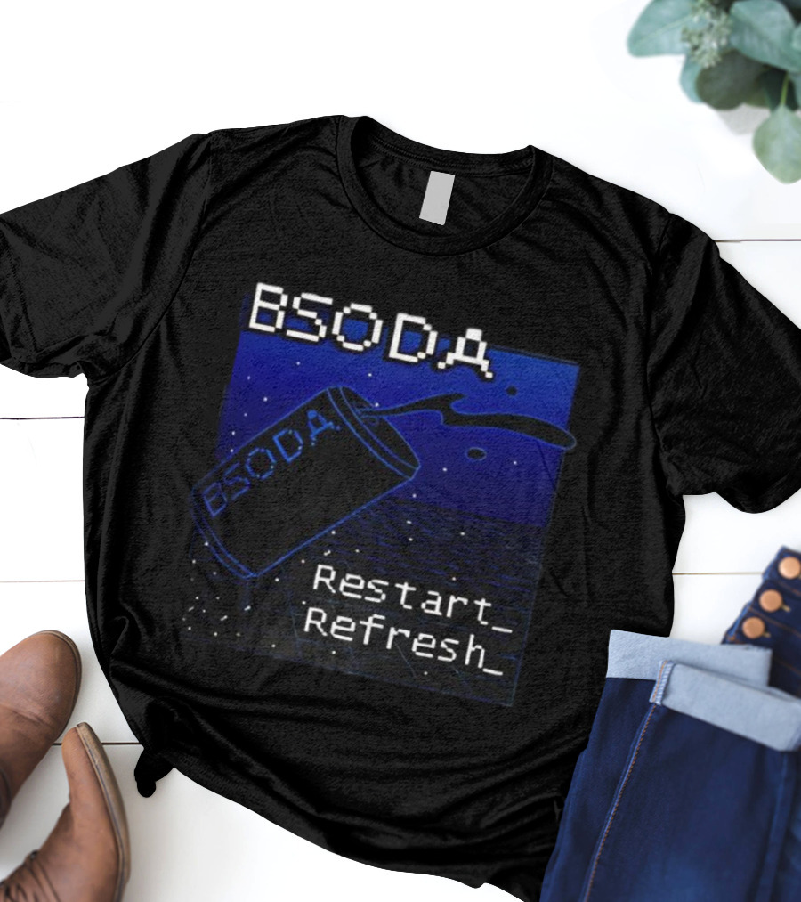 BSODA Can Restart Refresh Pixel Art Aesthetic Retro Digital Style T-Shirt