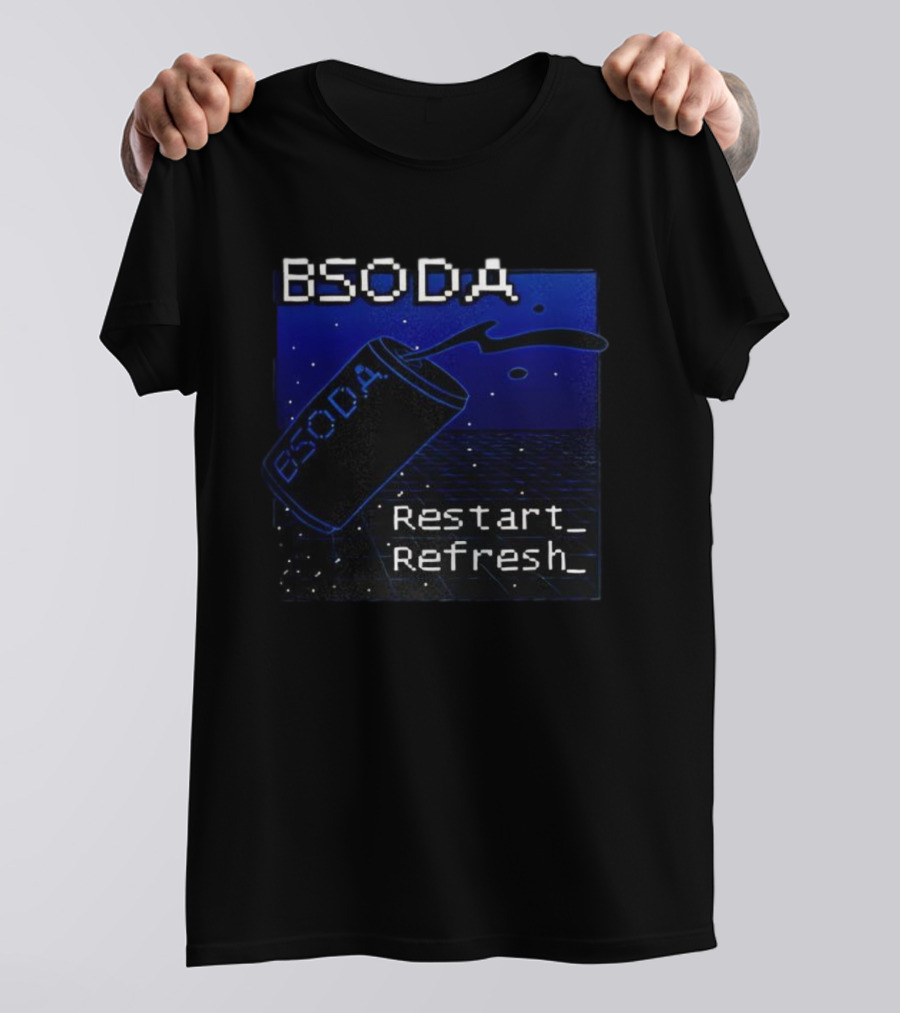 BSODA Can Restart Refresh Pixel Art Aesthetic Retro Digital Style T-Shirt