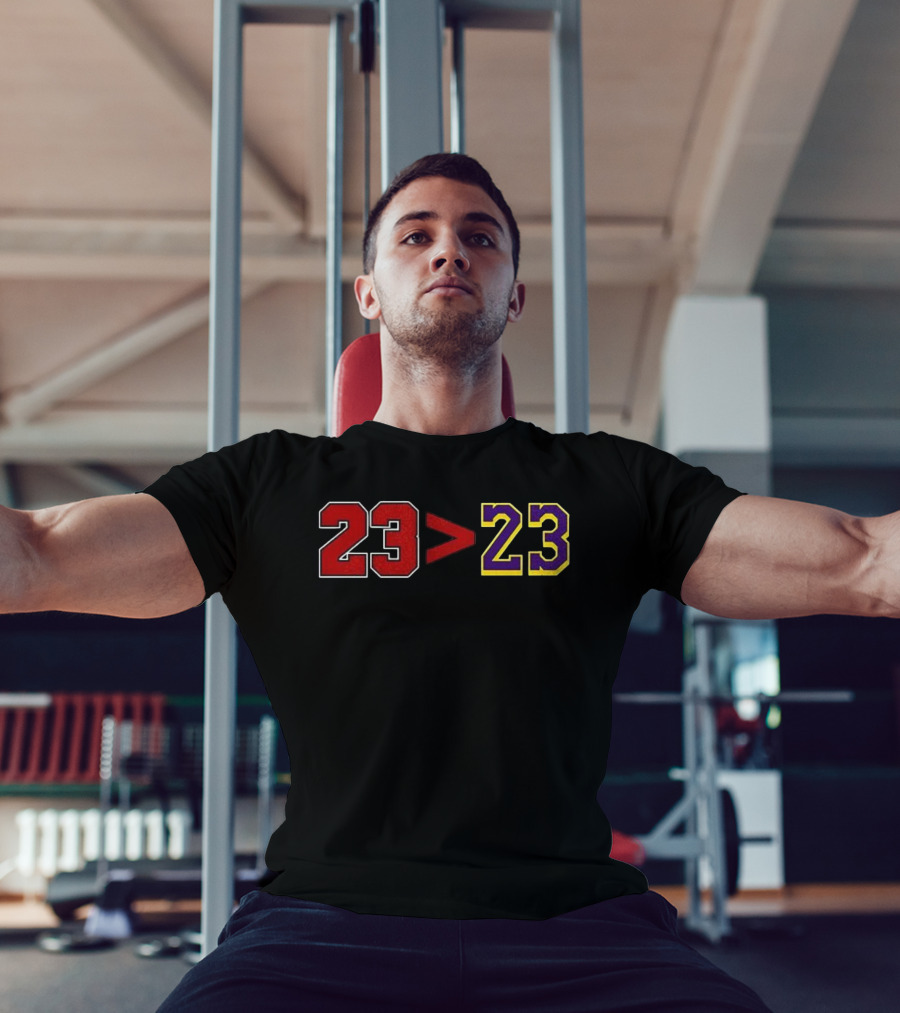 Chicago Bulls 23 Greater Than 23 Los Angeles Lakers NBA Basketball Rivalry T-Shirt