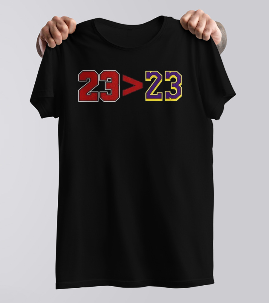 Chicago Bulls 23 Greater Than 23 Los Angeles Lakers NBA Basketball Rivalry T-Shirt