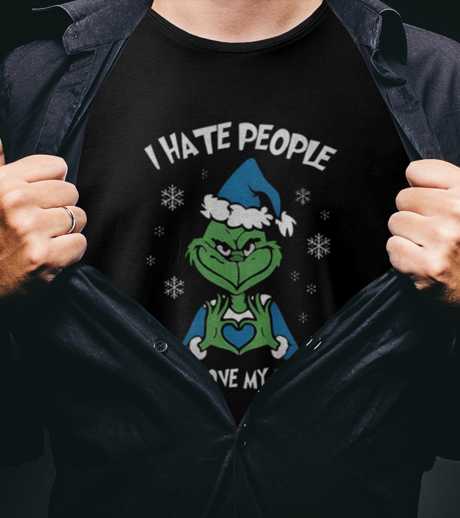I Hate People But I Love My Lions Grinch Christmas Snowflakes T-Shirt