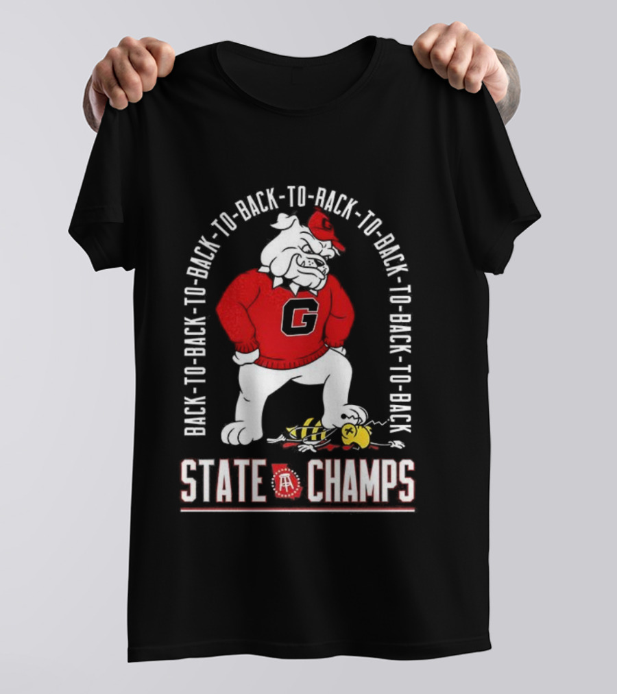 Georgia Bulldogs Vs Georgia Tech Yellow Jackets Back-to-Back-to-Back State Champs T-Shirt