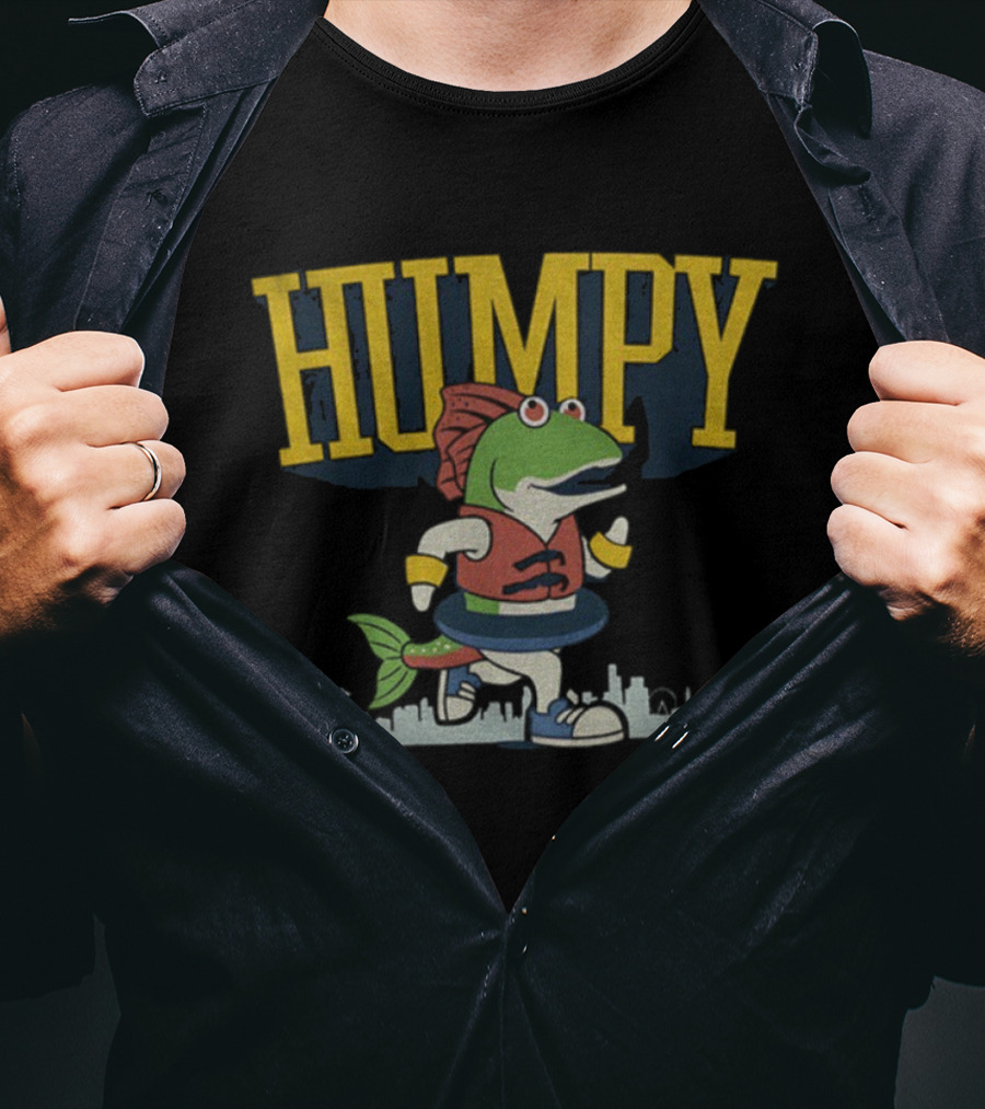 Humpy The Salmon Running Cartoon Character T-Shirt
