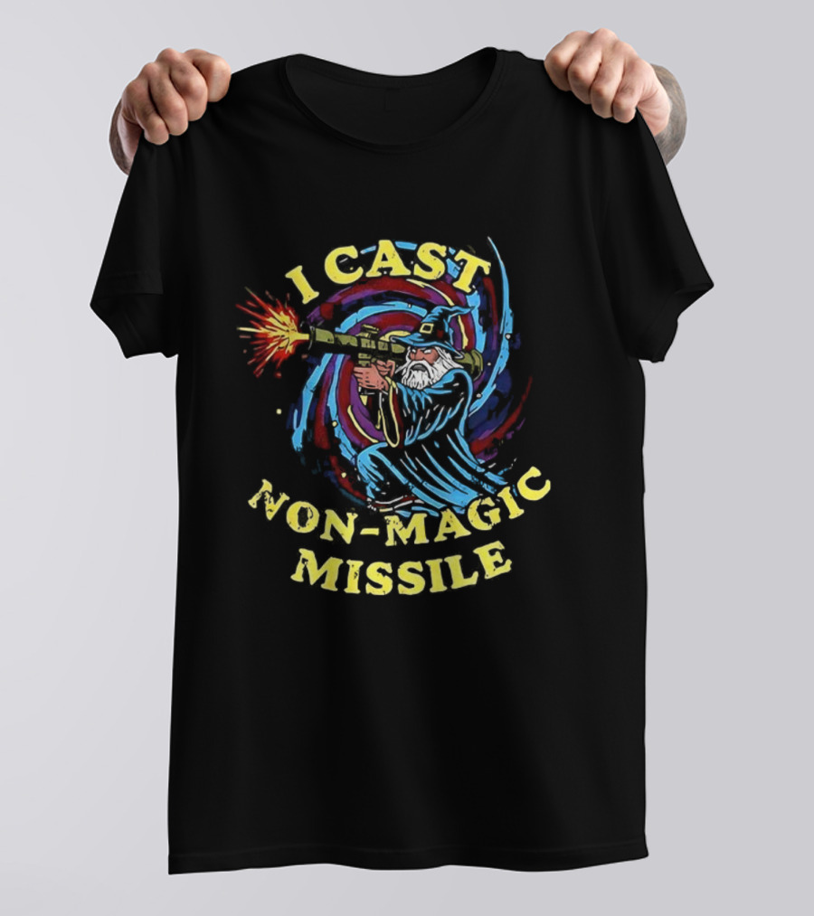 I Cast Non-Magic Missile Wizard Rocket Fantasy Art T-Shirt