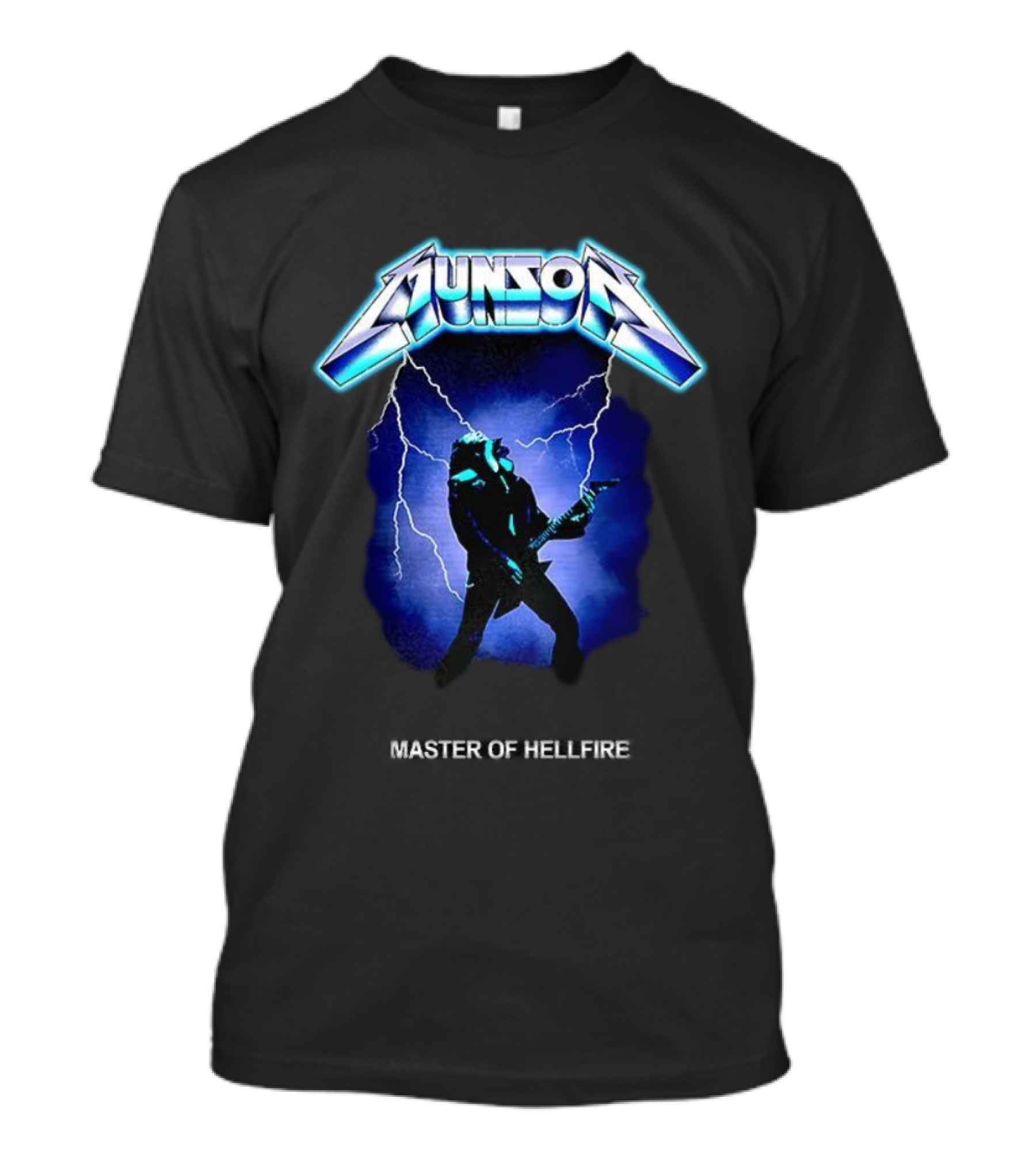 Munson Master Of Hellfire Dungeons And Dragons X Stranger Things Electric Guitar Lightning T-Shirt