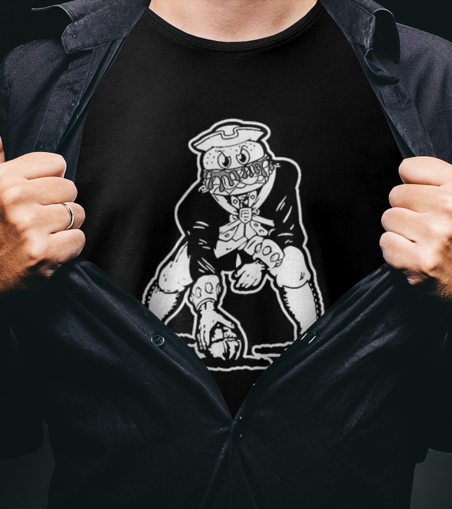 New England Patriots Football Pat Patriot Beefs Burger Mascot NFL Team Logo T-Shirt